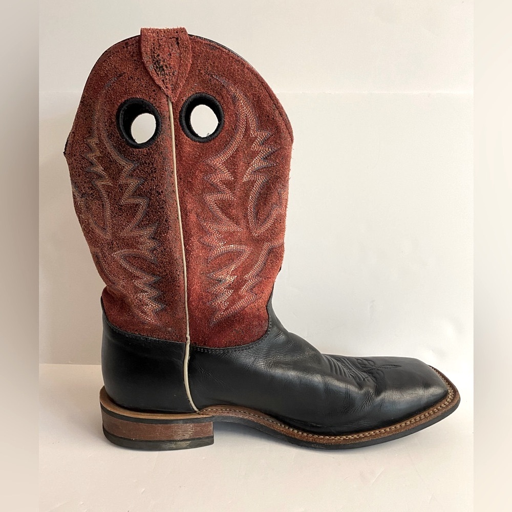 Justin Men’s leather/suede cowboy boots in black and maroon.Size 11